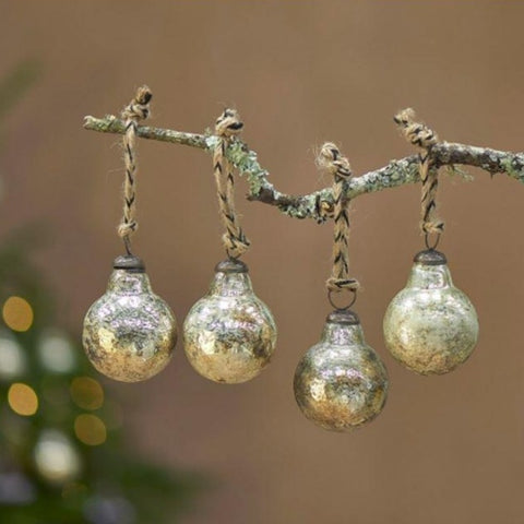 Rustic Gold Round Glass Baubles