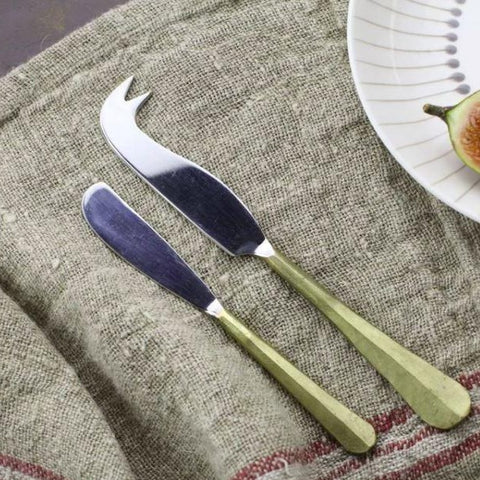 Set of Hand-Forged Cheese and Butter Knives - Brushed Gold Finish