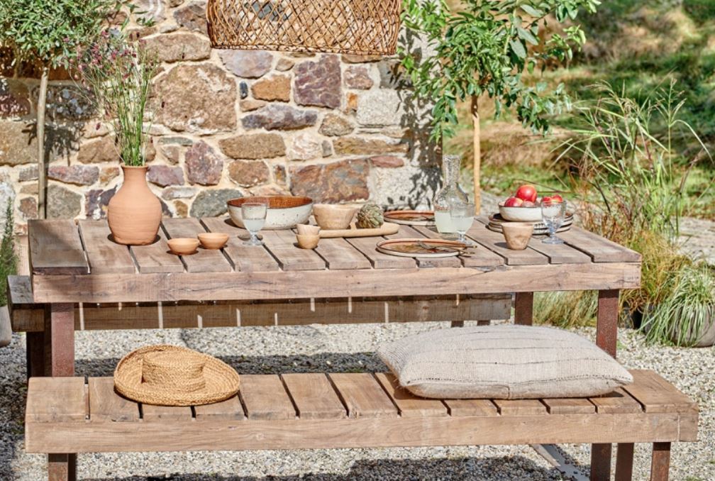 Reclaimed Wood and Iron Outdoor Table Two Sizes