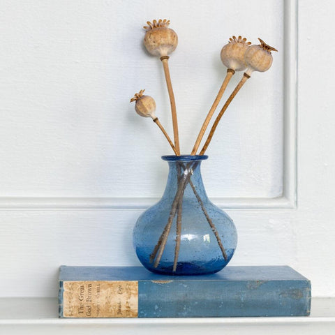 recycled glass vase lapis blue