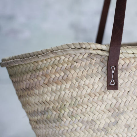 Woven Palm Leaf Shopping Basket - Two Styles - Greige - Home & Garden - Chiswick, London W4 