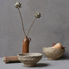 handmade paper mache bowl grey patina rustic texture