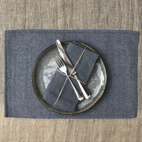Recycled cotton ribbed placemat grey