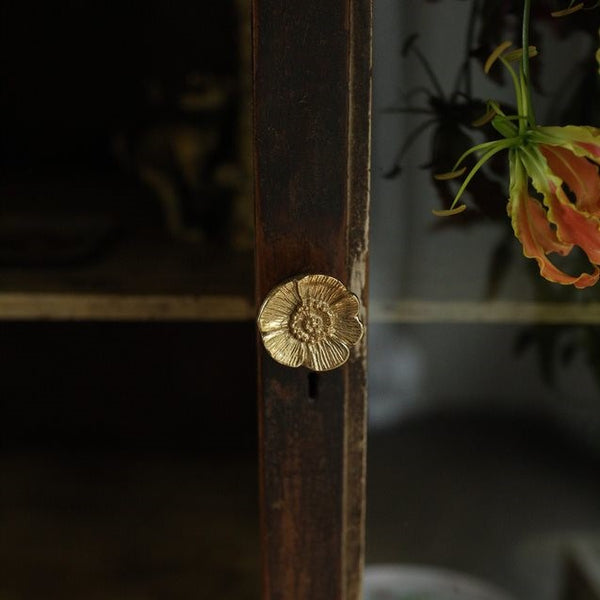 Recycled brass poppy door cupboard knob