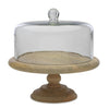 Mango Wood Cake Stand with Recycled Glass Dome - Greige - Home & Garden - Chiswick, London W4 