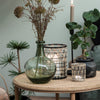 Round rattan and bamboo coffee side table