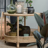 Round Rattan Side or Coffee Table with lower shefl