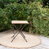 Folding outdoor table rustic reclaimed wood and powder-coated iron