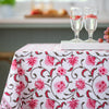 Hand Block Printed Cotton Tablecloth - Pink/Raspberry