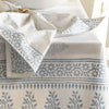 Hand Block Printed Cotton Tablecloth - Light Blue