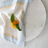 Hand Block Printed Cotton Napkins - Set of Four - Saffron & Blue