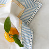 Hand Block Printed Cotton Napkins - Set of Four - Saffron & Blue