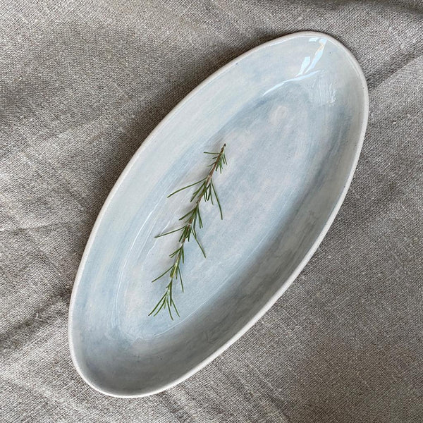 Wonki Ware Bamboo Serving Platter Oval Duck Egg Beach Sand