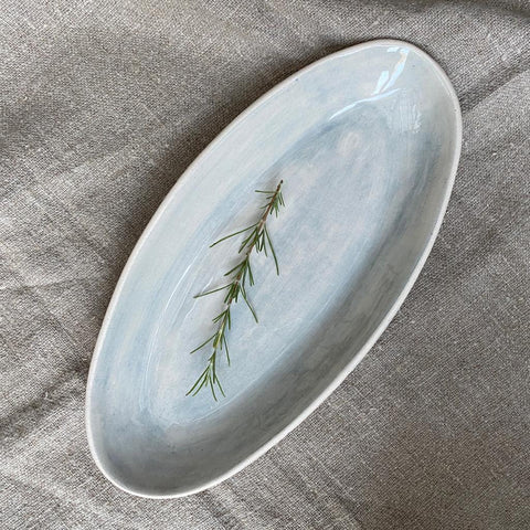 Wonki Ware Bamboo Serving Platter Oval Duck Egg Beach Sand