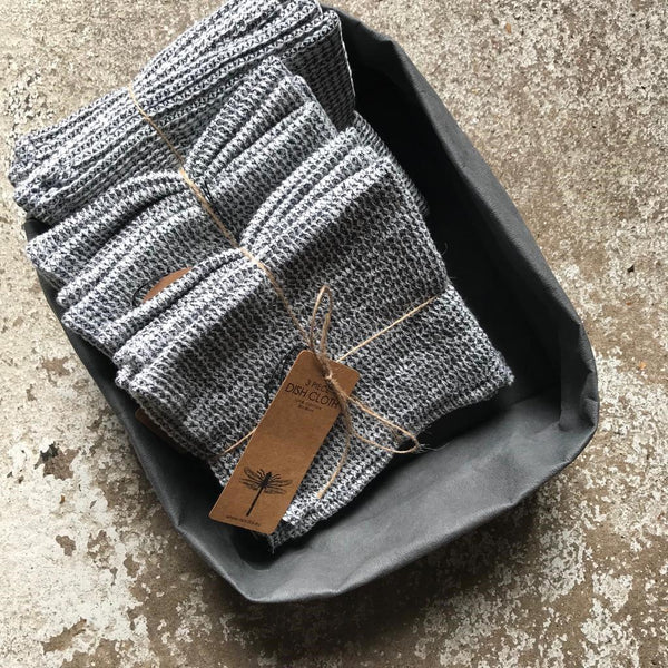Set of Three Waffle Cotton Dishcloths - Greige - Home & Garden - Chiswick, London W4 