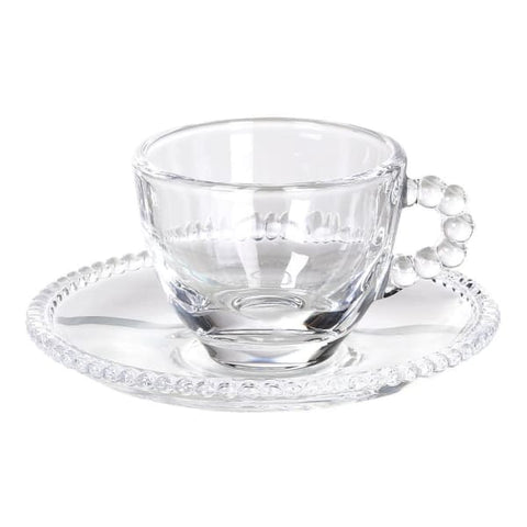 Glass Bobble Espresso Cup and Saucer - Set of Four - Greige - Home & Garden - Chiswick, London W4 