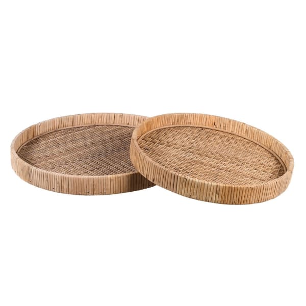 Set of Two Nesting Rattan Trays