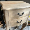 Tall Bow Legged french style bedside or side table vintage appeal bleached mahogany greyish finish