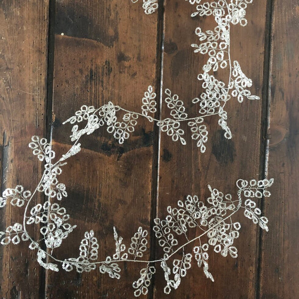 Sparkly Silver Beaded Leaf Garland