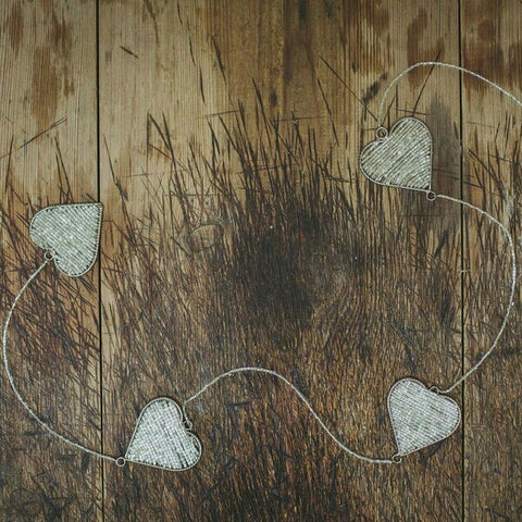 Silver Glass Beaded Heart Garland