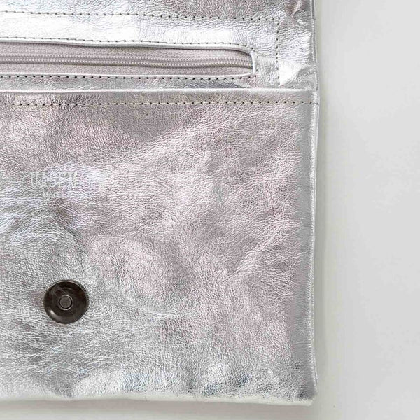 Washable Metallic Paper Clutch Bag - Silver or Platinum - Greige - Home & Garden - Chiswick, London W4 