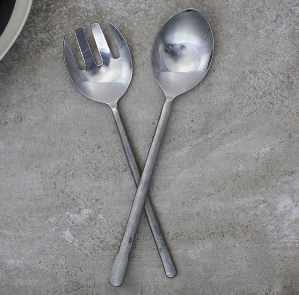 Brushed Silver Stainless Steel Salad Servers Gift Boxed