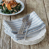 Linen Look Recycled Plastic Bottle Napkins Blue Linen Stripe