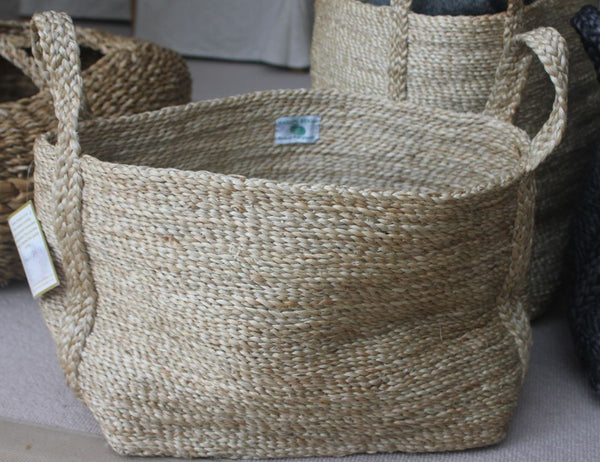 Small Rectangular Jute Basket - Natural or Grey - Greige - Home & Garden - Chiswick, London W4 