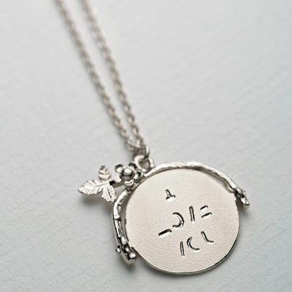 Spinning Disc I Love You Necklace - Silver - Alex Monroe
