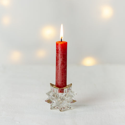 Glass Star Candle Holder with Gold Rim
