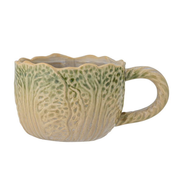 Handcrafted Stoneware Leaf Cup - Green