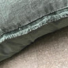 Olive Green Stonewashed Linen Cushion with Feather Filler - Greige - Home & Garden - Chiswick, London W4 