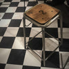 Set of Three Wood and Iron Stools - Greige - Home & Garden - Chiswick, London W4 