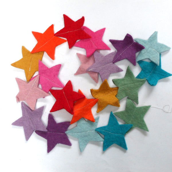 Handmade String of Felt Stars Bunting - Fairtrade