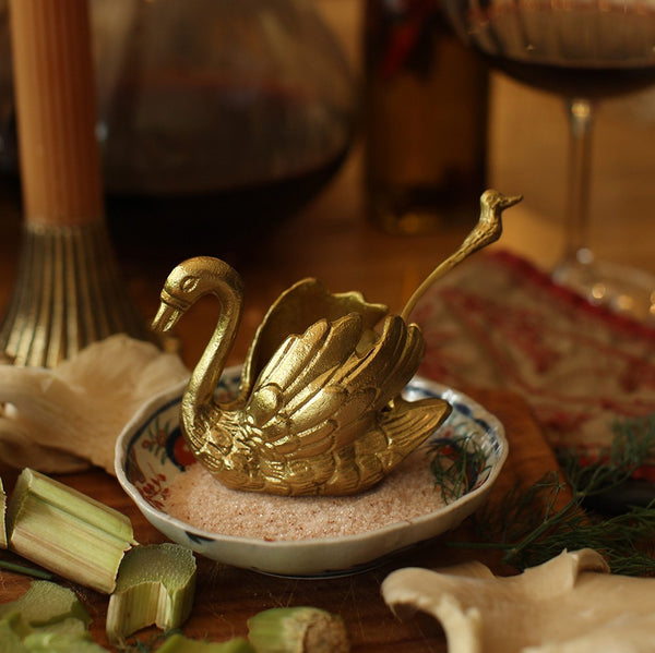 Recycled Brass Swan Condiment Set