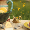 Brass Swan Condiment dish and tiny salt spoon