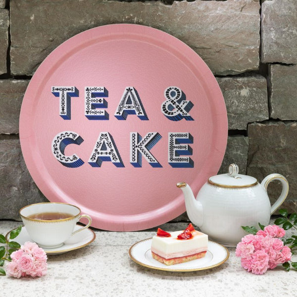 Tea & Cake Tray Pink Birch Wood 39cm Asta Barrington