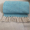 Teal Diamond Pattern Recycled Cotton Throw