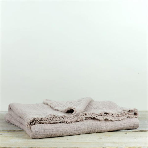 pure textured cotton throw in heather pink