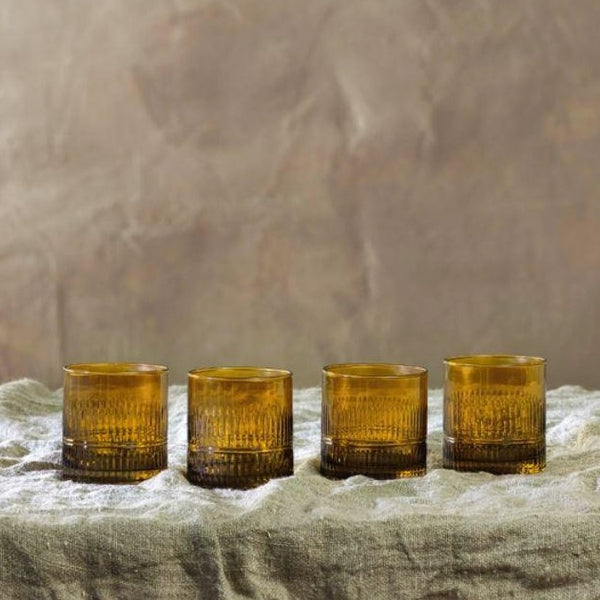 Burnt Amber Recycled Glass Tumblers - Set of Four