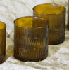 burnt amber water tumbler cut glass pattern recycled glass