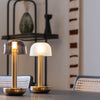 Cordless Rechargeable Lamp - Light Gold Frosted Glass