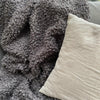 Faux Short Curly Sheepskin Throw Blanket Wrap Dark Grey