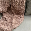 Faux Short Curly Sheepskin Throw Blanket Wrap Dusky Pink