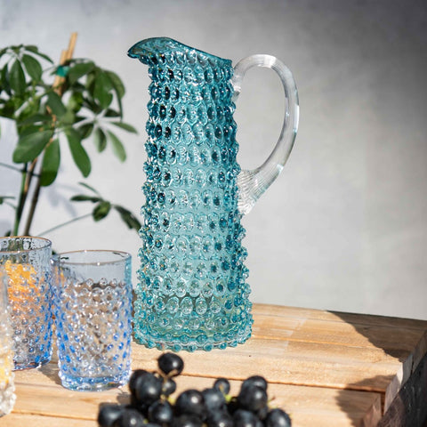 Tall Hobnail Jug - 1 Litre - Underlay Aquamarine