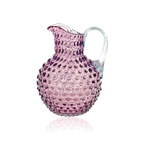 Crystal Glass Rounded Jug - Hobnail Design - Large 2L - Underlay Violet