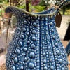 large textured ceramic urchin jug pitcher blue