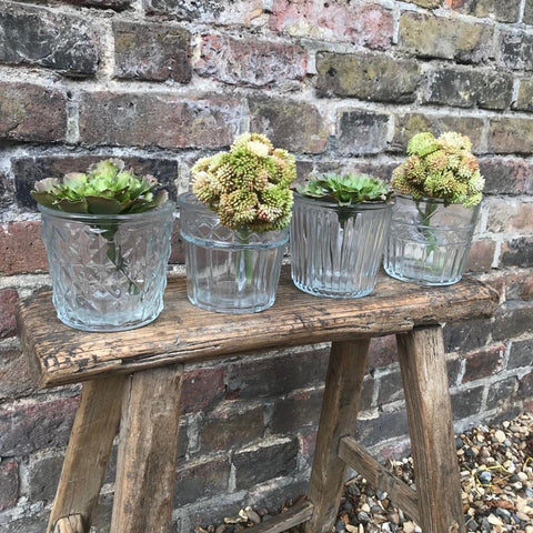 Vintage style glass flower pot or tealight holder