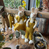 Big White Felt Bunny with Ochre Dungarees - 27cm