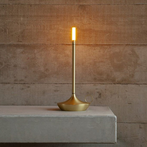 Wick Rechargeable Candle Lamp - Brass